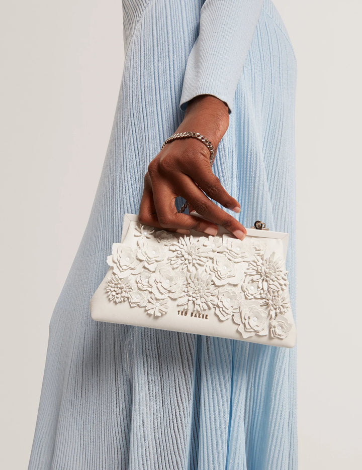 Fiorell Flower 3D Clutch | White